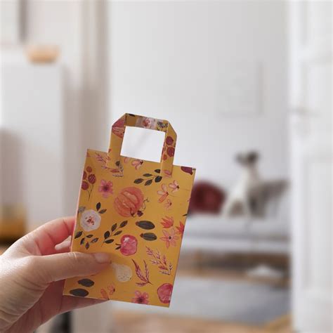 Tiny Paper Gift Bag Diy Printable For Autum Small Gift Bag Etsy