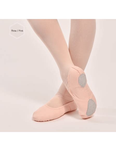 Chausson De Danse Rose Demi Pointe Bi Semelle En Toile Lastique