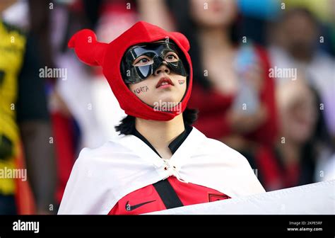 A South Korea Fan In The Stands During The Fifa World Cup Group H Match At The Education City