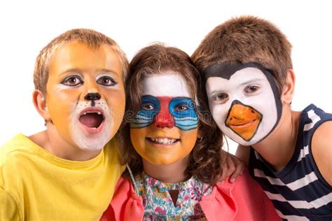 Kids with Animal Face-paint Stock Photo - Image of group, girls: 145690794