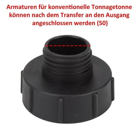 IBC TANKADAPTER IBC WASSERTANK Mit Dichtung PVC Kunststoff Schwarz