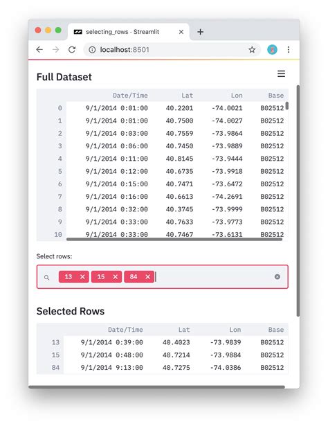 Can You Select Rows In A Table Using Streamlit Streamlit