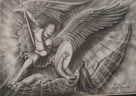 Prison Pencil Drawing Angels Battle Religious Spiritual Warfare ...