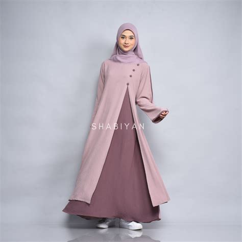 Jual Shabiyan 474 Gamis Polos Kombinasi Crinkle Air Flow Raya