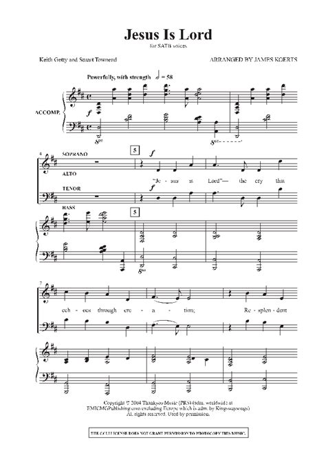 Jesus Is Lord Satb By Keith Getty Stuar J W Pepper Sheet Music