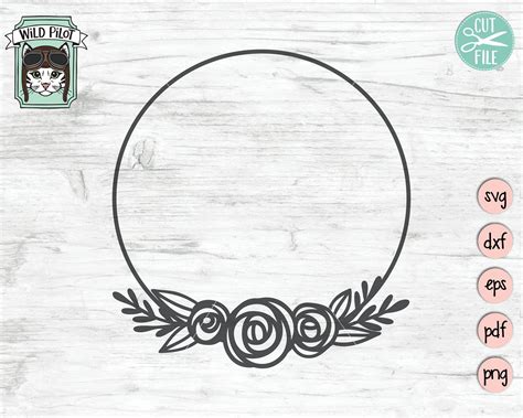 Flower Frame Svg Wreath Svg File Flower Wreath Svg Round Frame Svg