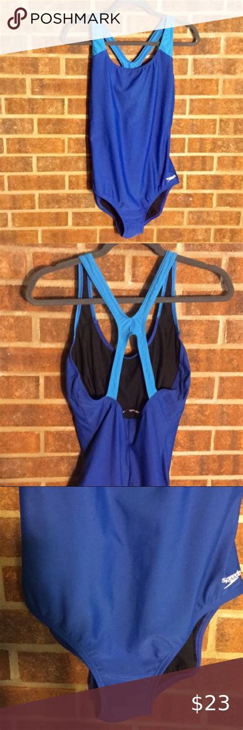 Speedo Two Toned Blue Racerback One Piece Swimsuit Speedo Two Toned