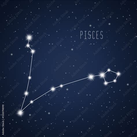 Vector Illustration Of Pisces Constellation On The Background Of Starry