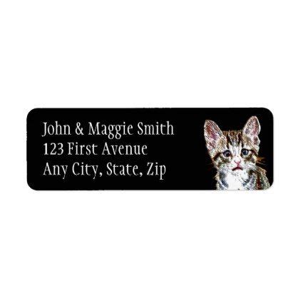 Custom Tabby Cat Kitten Cute Address Label Labels Customize Diy Cyo