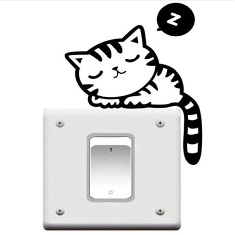 Striped Cat Light Switch Decal - Giftington