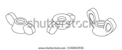 Wing Nut Collection Technical Drawing Vector Stock Vector Royalty Free