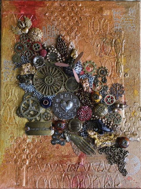 Steampunk Salvage Assemblage Art On Canvas Someone Say Steampunk Steampunk Mixed Media