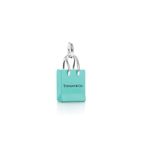 Tiffany & Co.® shopping bag charm in sterling silver with enamel finish ...