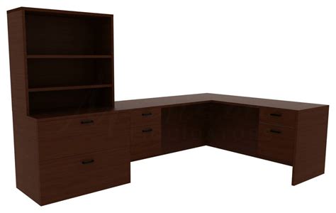 Park Walnut L Shaped Desk with Drawers | Amber by Cherryman