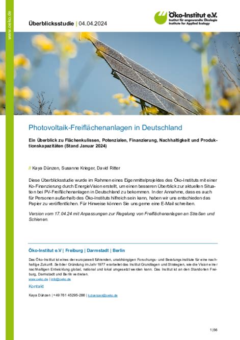 Photovoltaik Freiflächenanlagen in Deutschland oeko de