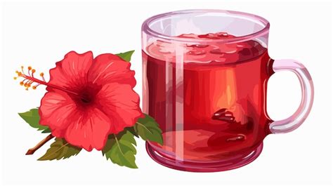 Realistic Hibiscus Tea Roselle Red Flower Hot Drink Premium AI