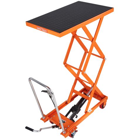 KFFKFF Hydraulic Lift Table Cart 330 lbs Manual Double Scissor Lift ...