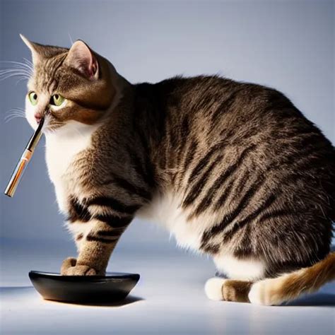 Cat Smoking A Joint Studio Lighting Realistic Award Stable