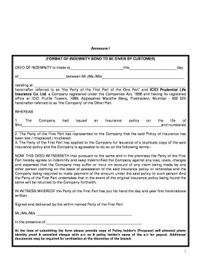 Indemnity Bond Format For Bank Pdf Fill Online Printable Fillable