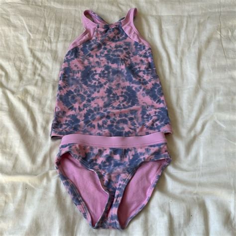 Athleta Swim Athleta Girls Bikini Swim Set With Shorts Tie Dye In