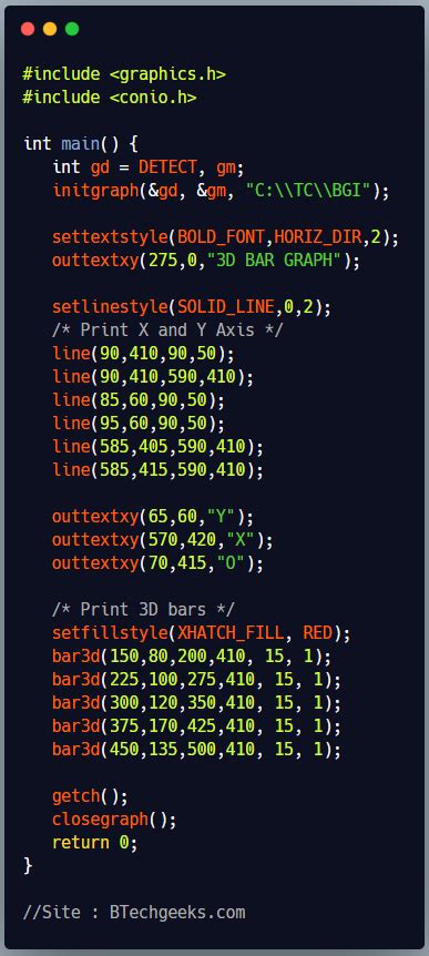 C Program To Draw 3D Bar Graph Using C Graphics BTech Geeks