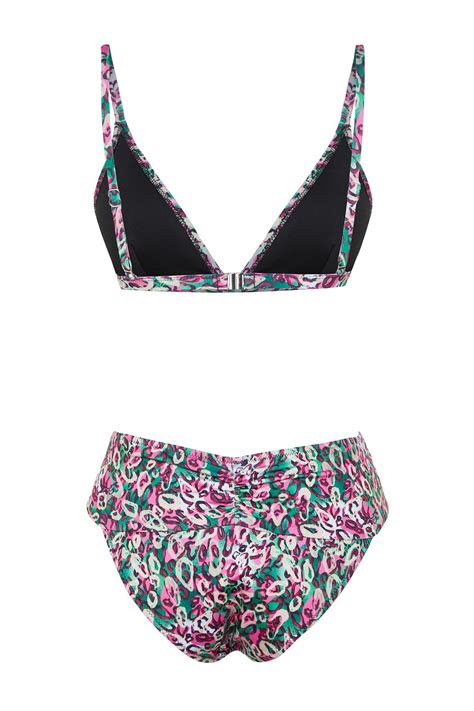 Trendyolmilla Leopar Desenli Üçgen Drapeli High Leg Regular Bikini Takımı TBESS BT Fiyatı