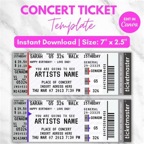 Ticketmaster Ticket Template