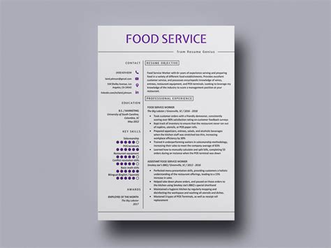 Free Food Service Resume Template for Your Next Job Opportunity