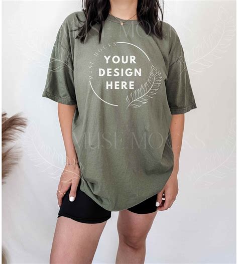 Comfort Colors C1717 Sage Shirt Model Mockup Oversized Comfort Etsy