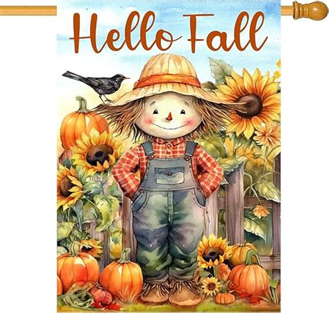 Amazon Morigins Hello Fall Pumpkin Scarecrow Double Sided Yard