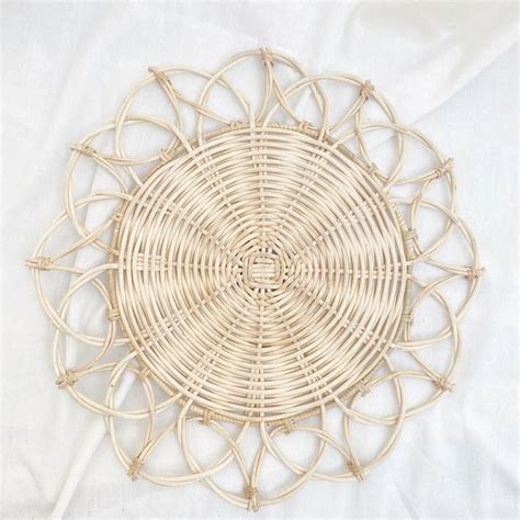 White Woven Rattan Square Traystraw Serving Traydecorative Boho Tray