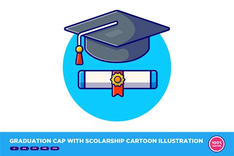 Graduation Cap With Scholarship Cartoon Afbeelding Door Catalyststuff