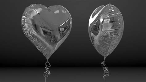 Heart Shaped Foil Balloon Silver D Model Ds Blend C D Fbx