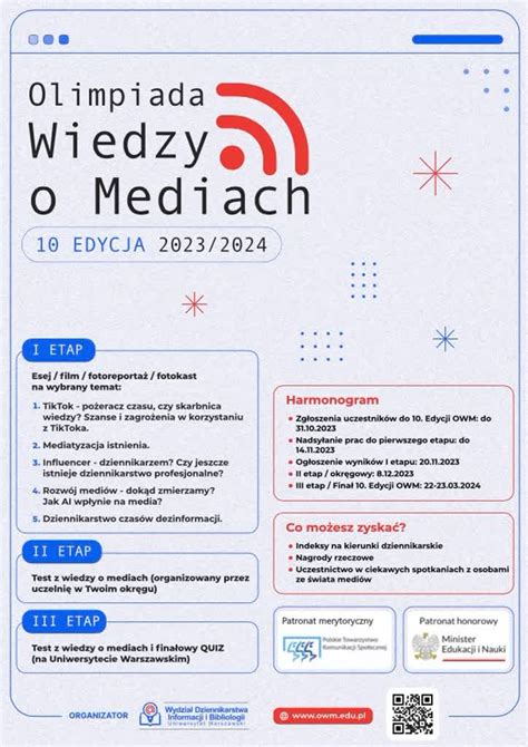 Uczniowie zmierzą się w teście wiedzy o mediach Dziś II etap olimpiady