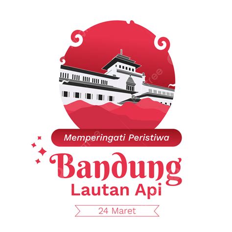 Salam Dari Bandung Lautan Vektor Api Dengan Gedung Sate Pada Ornamen