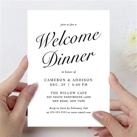 Elegant Modern Script Black White Welcome Dinner Invitation Zazzle