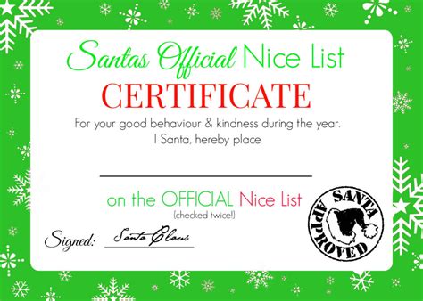 Christmas Nice List Certificate Free Printable Super Busy Mum