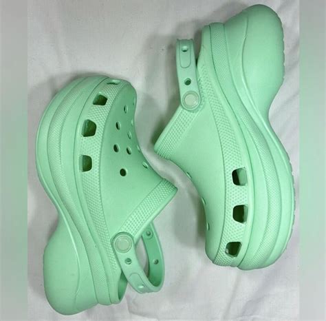 Crocs Classic Bae Clog Mint Green Platform Slip On 3” Gem