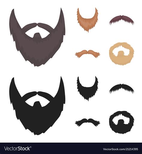 Mustache And Beard Hairstyles Cartoonblack Icons Vector Image