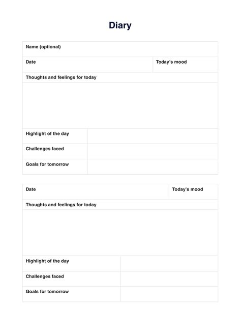 Food Diary Template & Example | Free PDF Download