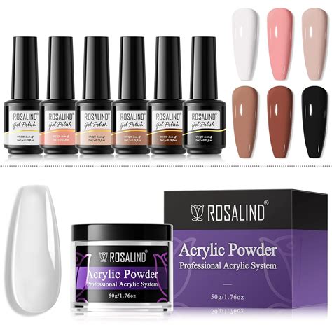 Amazon Rosalind Pcs White Nude Gel Polish Set With Clear Acrylic Nail Powder For Women