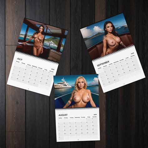 2025 Nude Tattooed Ink Babes NSFW Wall Calendar Luxury Yacht Setting Adult Gift Planner Home