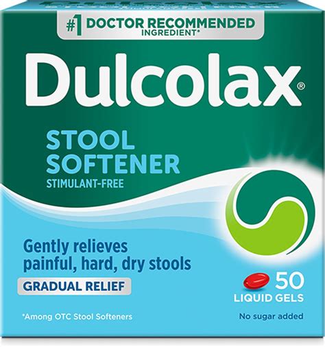 Dulcolax Stool Softener Laxative Liquid Gel Capsules 50ct Gentle