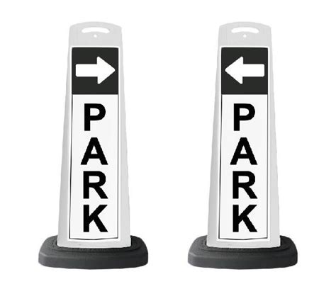 Valet White Vertical Panel PARK Arrow With Reflective Sign P8