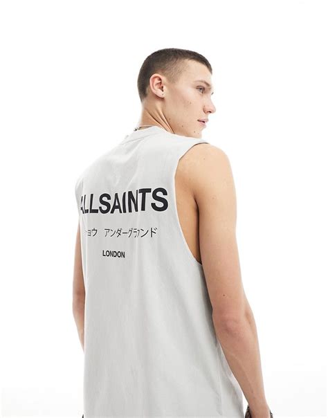 Allsaints Underground Oversized Vest In Grey Exclusive To Asos Asos