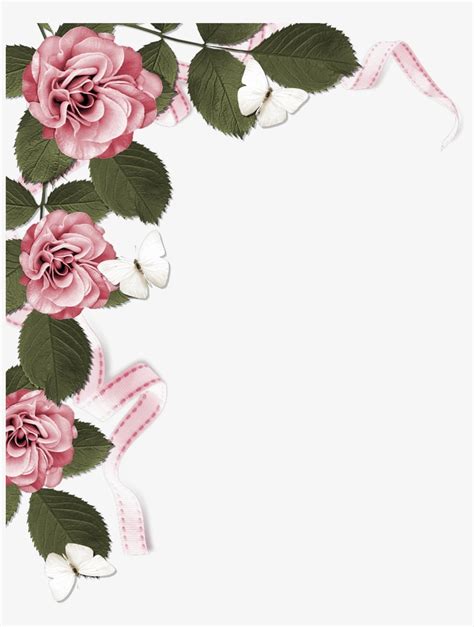 Rose Page Border - Dusty Pink Roses Border - Free Transparent PNG ...