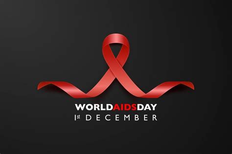 Premium Vector World Aids Day Banner Aids Awareness Red Silk Ribbon