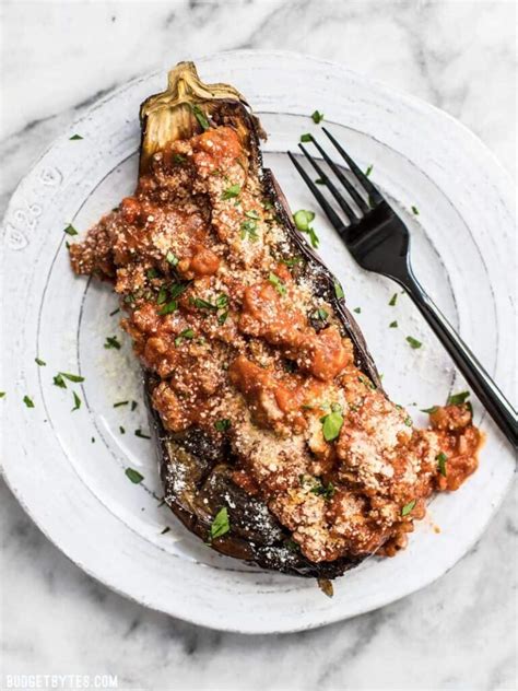 Roasted Eggplant With Meat Sauce Recipe Budget Bytes