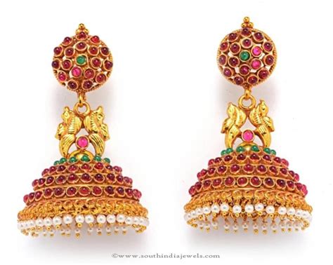 Antique Ruby Jhumka Earrings ~ South India Jewels