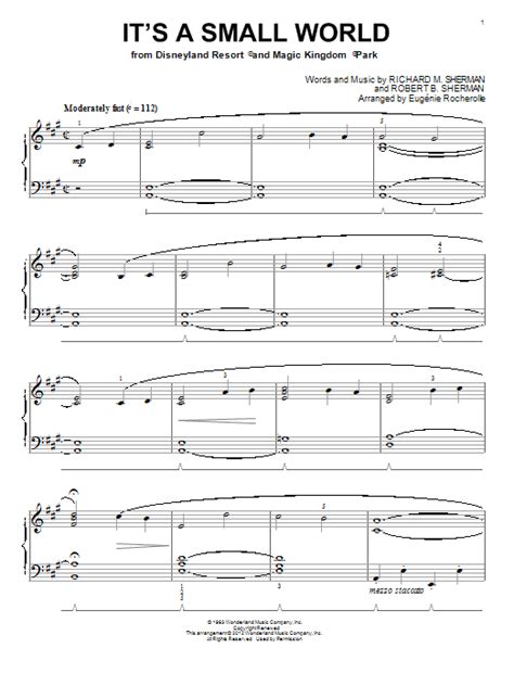 Its A Small World Arr Eugenie Rocherolle By Sherman Brothers Sheet